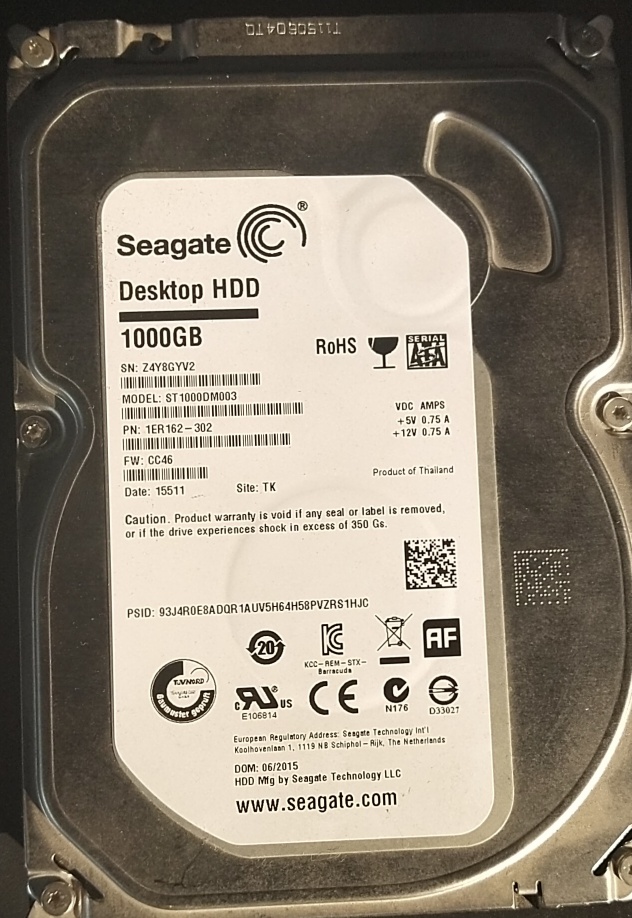 SEAGATE BARRACUD 1TB DESKTOP HDDRAM 720064GB6GB/s