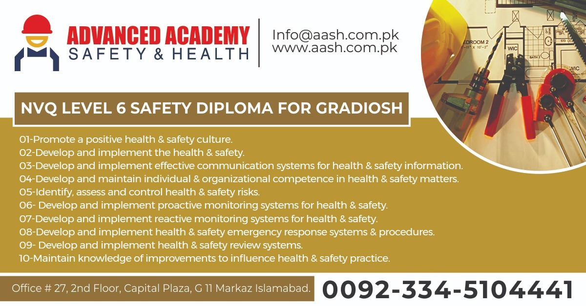 NVQ Level 6 Safety diploma for GRADIOSH