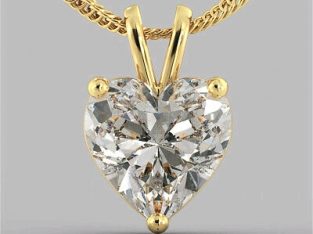 Necklaces 2.00Ct Diamond Heart Cut Solitaire Pendent 14K Solid Yellow Gold  B1