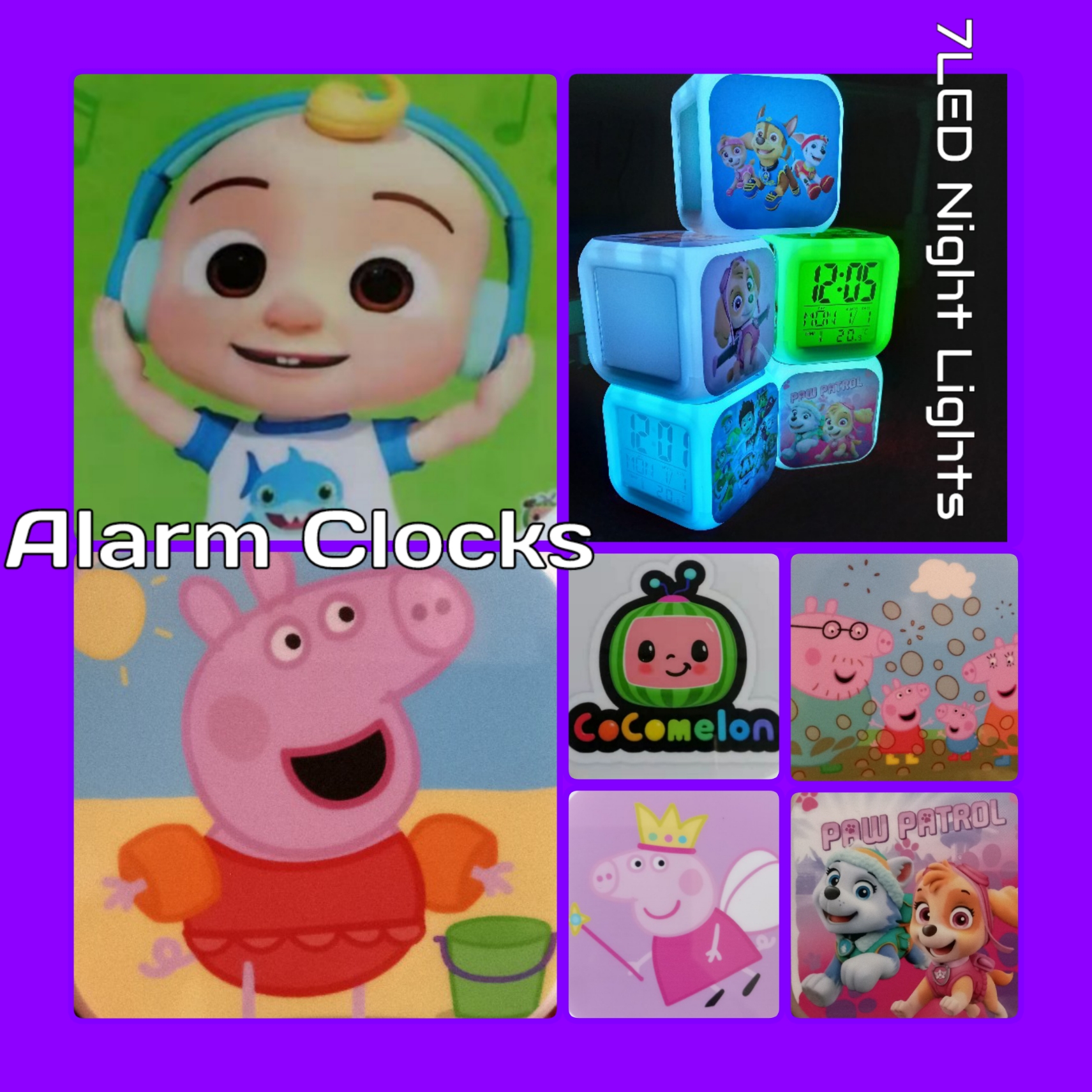 Night Light Alarm Clocks with Cartoon Caracters