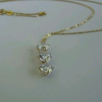 14K SOLID YELLOW GOLD LADIES 3 DROP CHAIN NECKLACE PENDANT W/ 3 ct DIAMOND