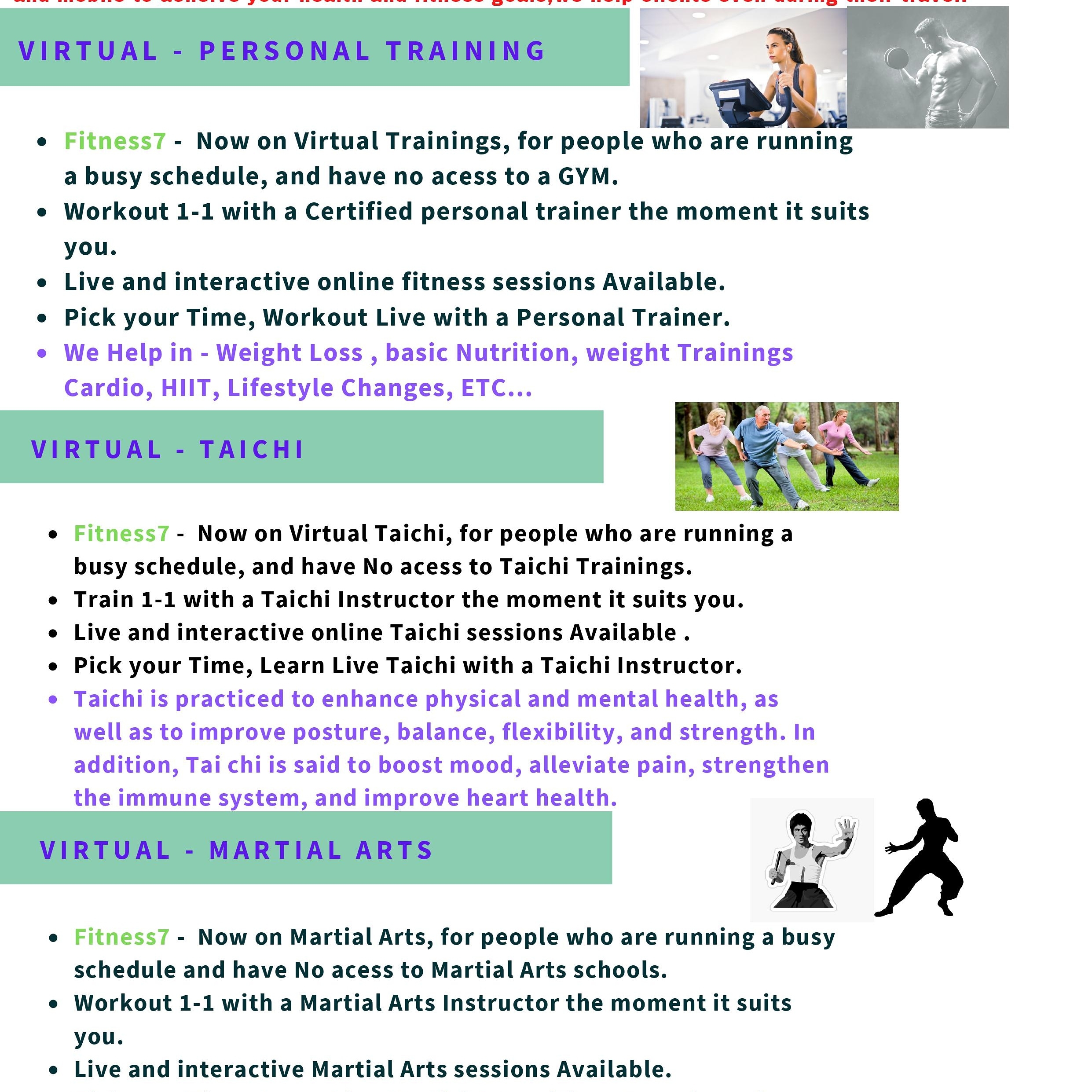 Virtual personal training,  Taichi and , Martial arts