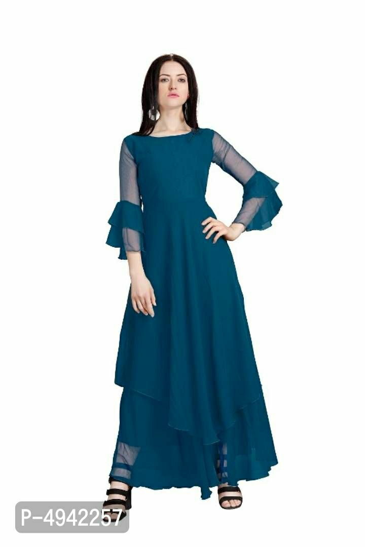 Georgette Blend Stitched Flared/ A line Party Wear Gown