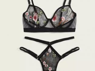 woman sexy underwear mesh flowers embroidery satin