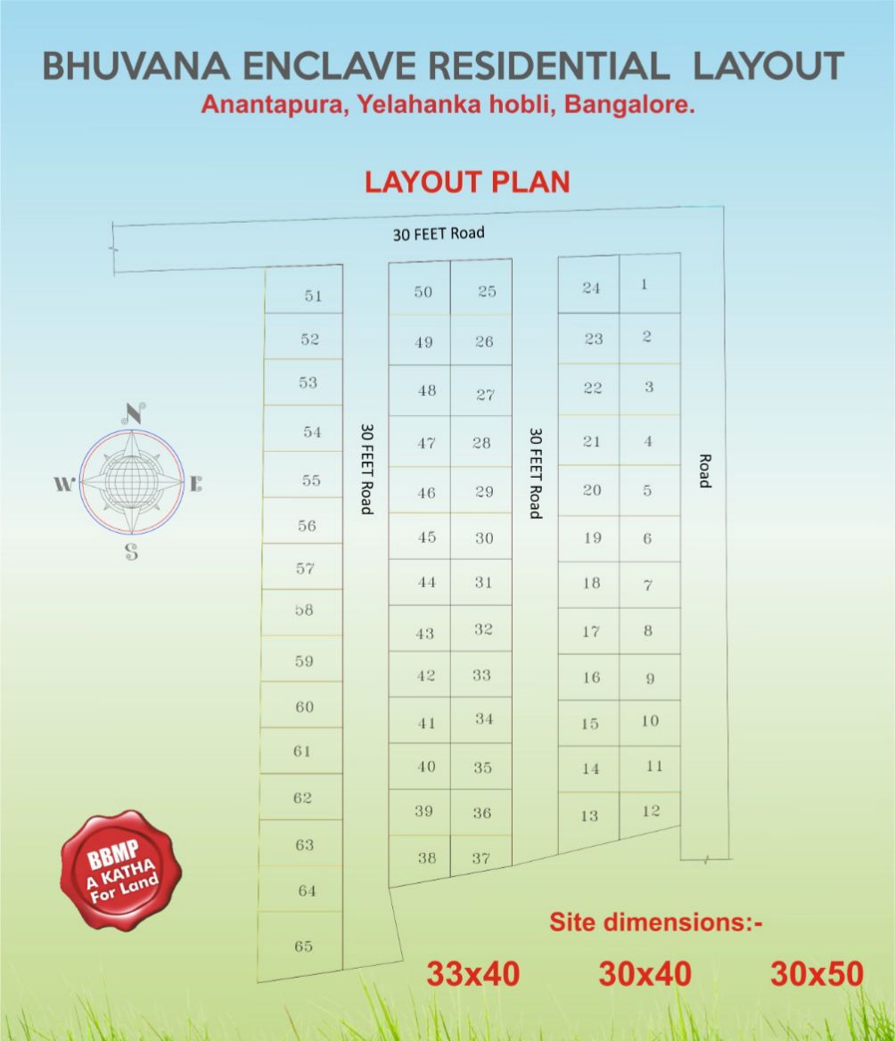 A khata sites for sale in Yelahanka new town