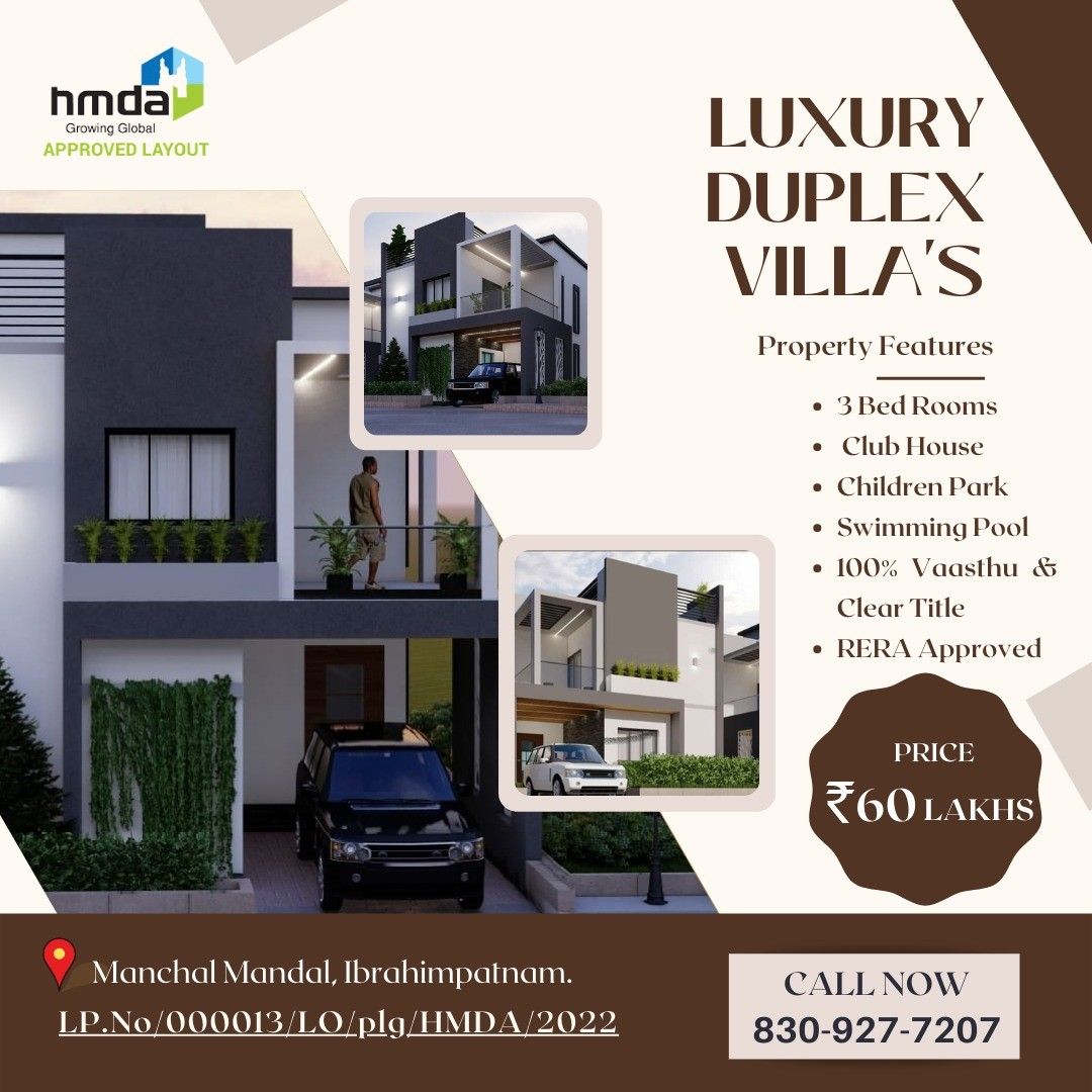 Luxury 3BHK Duplex Villa’s @60Lacs only